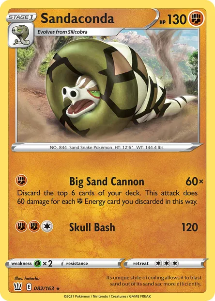 Sandaconda, Pokémon card BST 82 — Battle Styles set