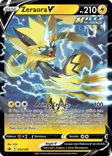 Zeraora V, carte Pokémon CRE 53 — extension Règne de Glace
