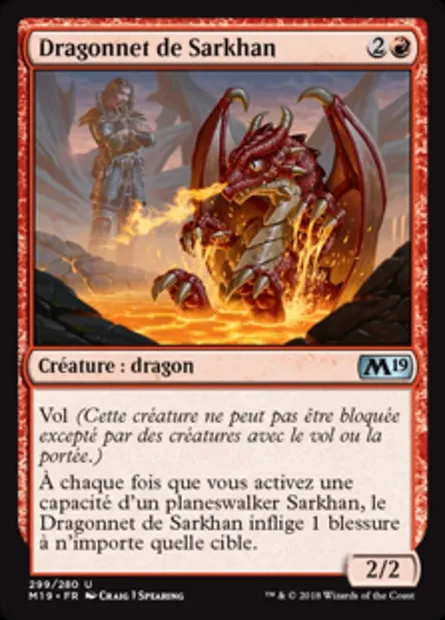 Dragonnet de Sarkhan, carte Magic M19 299 — extension Core Set 2019