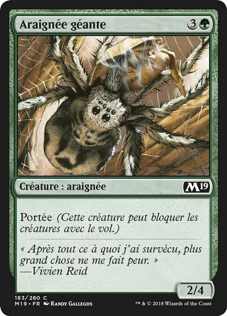 Araignée géante, carte Magic M19 183 — extension Core Set 2019