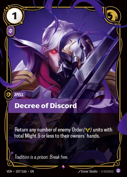 Decree of Discord, carte Riftbound VEN 107 — extension Vendetta