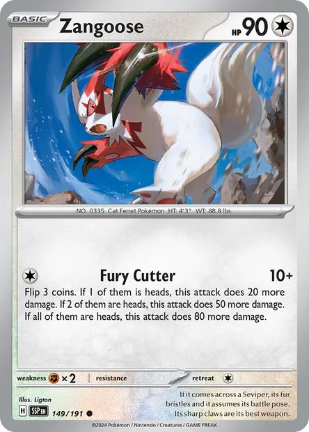 Zangoose, Pokémon card SSP 149 — Surging Sparks set