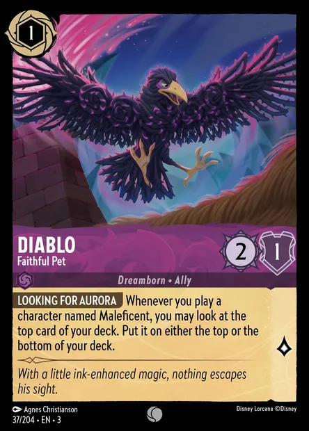 Diablo - Faithful Pet, Disney Lorcana card CH3-037 — Into the Inklands set
