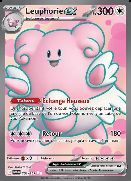 Leuphorie-ex, carte Pokémon TWM 201 — extension Mascarade Crépusculaire