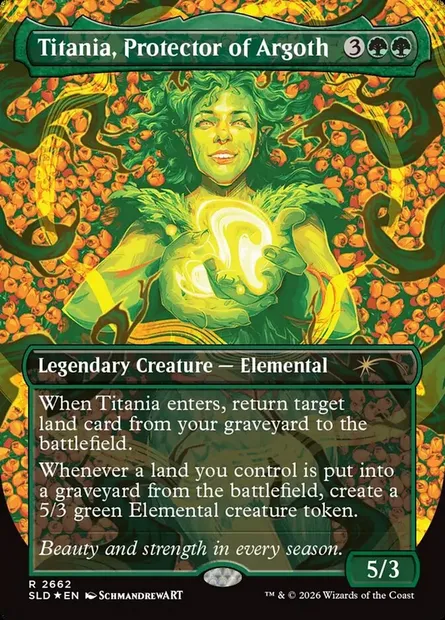 Titania, protectrice d'Argoth, carte Magic SLD 2662 — extension Secret Lair Drop