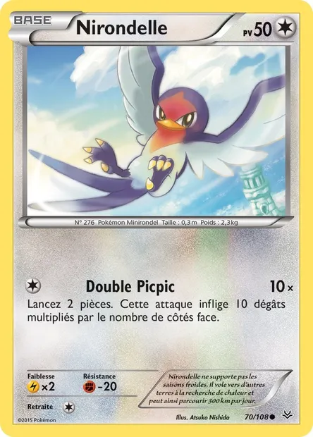 Nirondelle, carte Pokémon ROS 70 — extension Ciel Rugissant