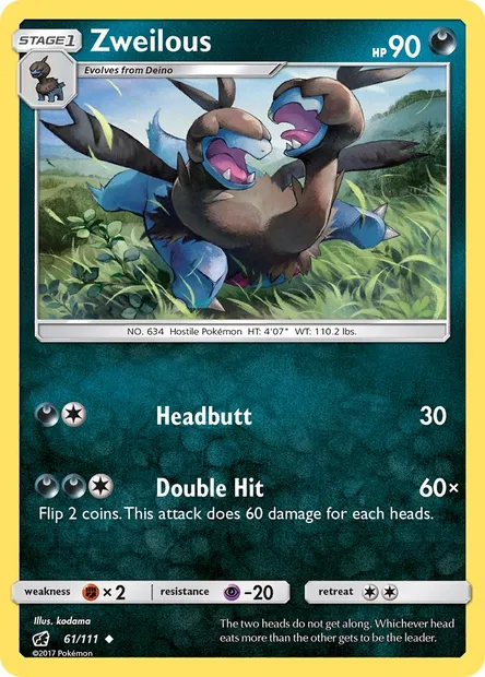 Zweilous, Pokémon card CIN 61 — Crimson Invasion set