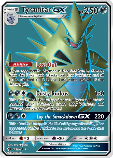 Tyranitar GX, Pokémon card LOT 203 — Lost Thunder set