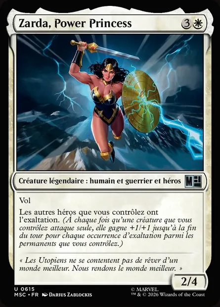 Zarda, Power Princess, carte Magic MSC 615 — extension Marvel Super Heroes Commander