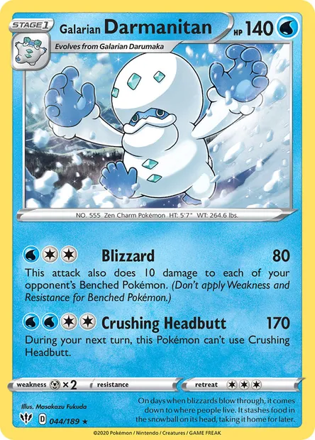 Galarian Darmanitan, Pokémon card DAA 44 — Darkness Ablaze set