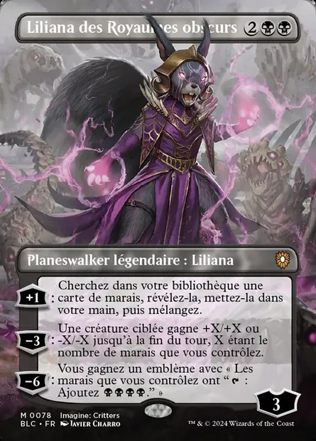 Liliana des Royaumes obscurs, carte Magic BLC 78 — extension Bloomburrow Commander