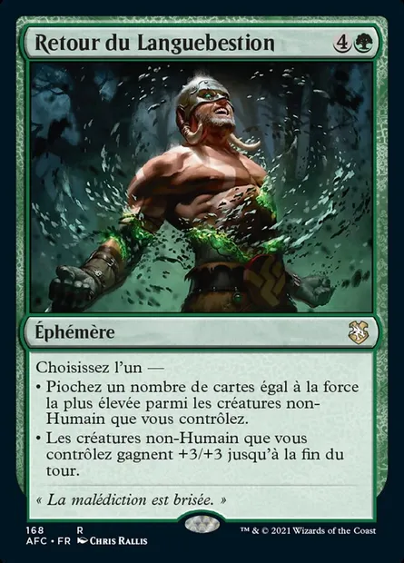 Retour du Languebestion, carte Magic AFC 168 — extension Forgotten Realms Commander