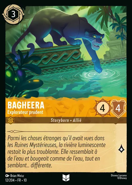 Bagheera - Explorateur prudent, carte Disney Lorcana CH10-012 — extension Lueurs dans les Profondeurs