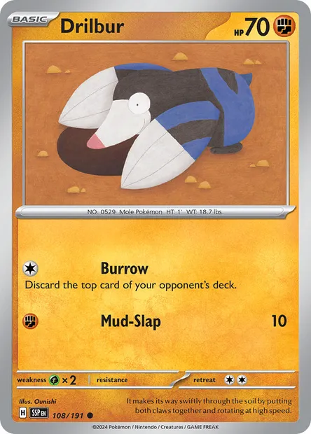 Drilbur, Pokémon card SSP 108 — Surging Sparks set