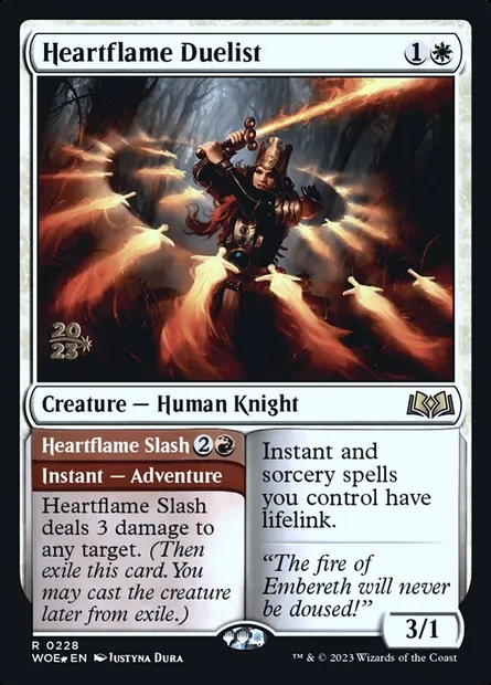 Heartflame Duelist // Heartflame Slash, Magic card PWOE 228s — Wilds of Eldraine Promos set