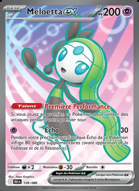 Meloetta-ex, carte Pokémon BLK 159 — extension Foudre Noire