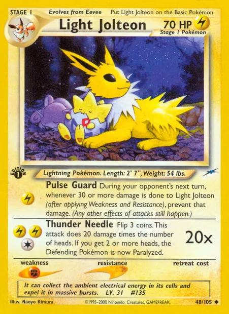 Light Jolteon, Pokémon card NDE 48 — Neo Destiny set