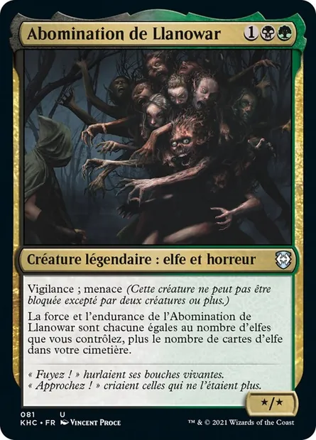 Abomination de Llanowar, carte Magic KHC 81 — extension Kaldheim Commander