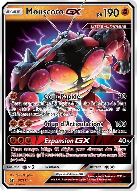 Mouscoto GX, carte Pokémon CIN 57 — extension Invasion Carmin