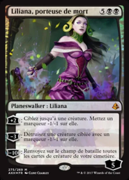 Liliana, porteuse de mort, carte Magic AKH 275 — extension Amonkhet