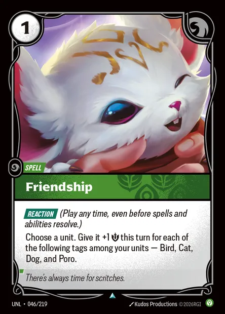 Friendship, carte Riftbound UNL 046 — extension Unleashed