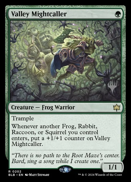 Valley Mightcaller, Magic card PBLB 202p — Bloomburrow Promos set