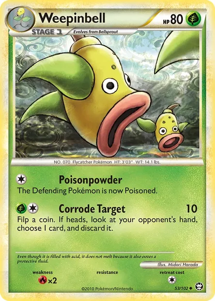 Weepinbell, Pokémon card TM 53 — Triumphant set