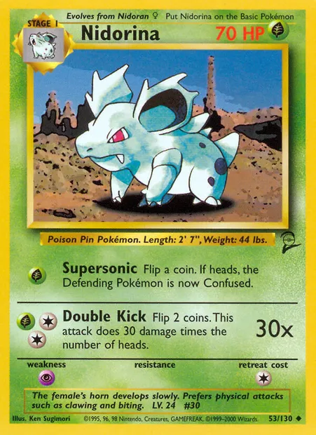 Nidorina, carte Pokémon B2 53 — extension Base Set 2
