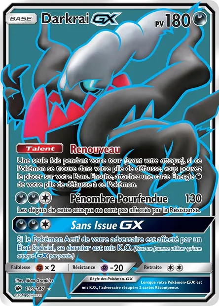 Darkrai GX, carte Pokémon BUS 139 — extension Ombres Ardentes