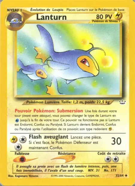 Lanturn, carte Pokémon NR 32 — extension Neo Revelation