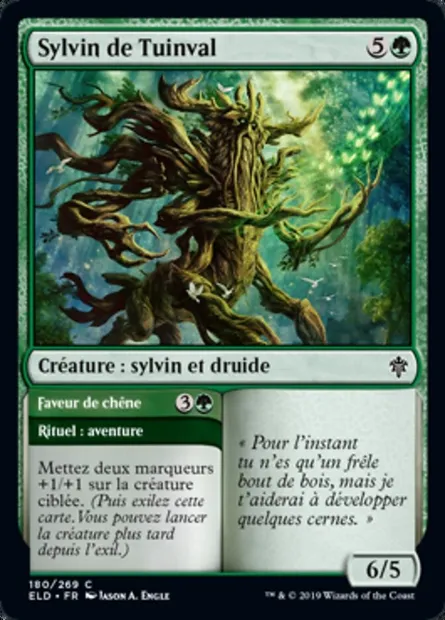 Sylvin de Tuinval // Faveur de chêne, carte Magic ELD 180 — extension Throne of Eldraine