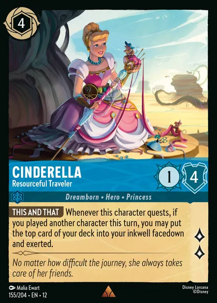 Cinderella - Resourceful Traveler, Disney Lorcana card CH12-155 — Wilds Unknown set