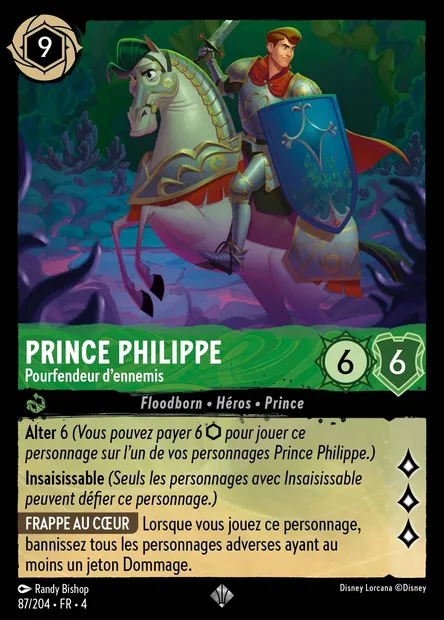 Prince Philippe - Pourfendeur d'ennemis, carte Disney Lorcana CH4-087 — extension Le Retour d'Ursula