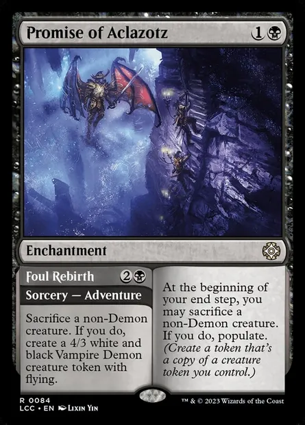 Promise of Aclazotz // Foul Rebirth, Magic card LCC 84 — The Lost Caverns of Ixalan Commander set