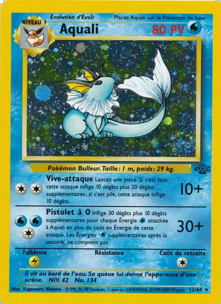 Aquali, carte Pokémon JU 12 — extension Jungle