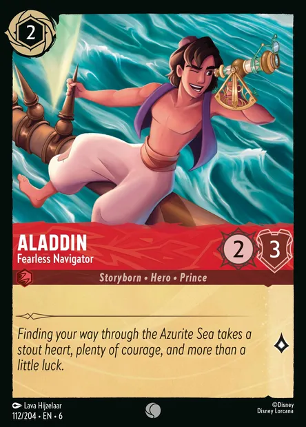 Aladdin - Fearless Navigator, Disney Lorcana card CH6-112 — Azurite Sea set