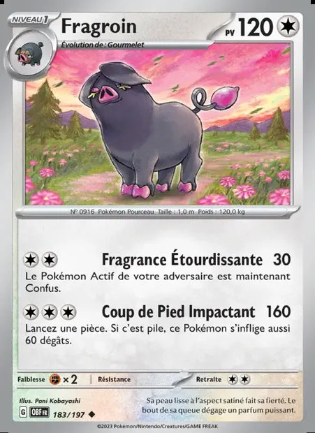 Fragroin, carte Pokémon OBF 183 — extension Flammes Obsidiennes