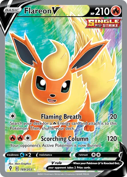 Flareon V, Pokémon card EVS 169 — Evolving Skies set