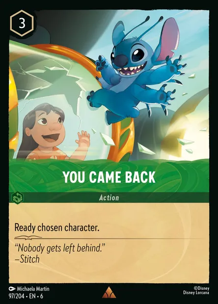 You Came Back, Disney Lorcana card CH6-097 — Azurite Sea set
