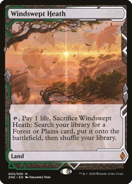 Windswept Heath, Magic card ZNE 5 — Zendikar Rising Expeditions set
