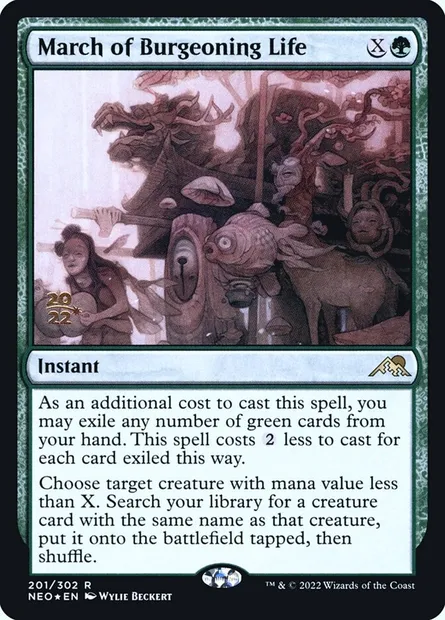 March of Burgeoning Life, Magic card PNEO 201s — Kamigawa: Neon Dynasty Promos set