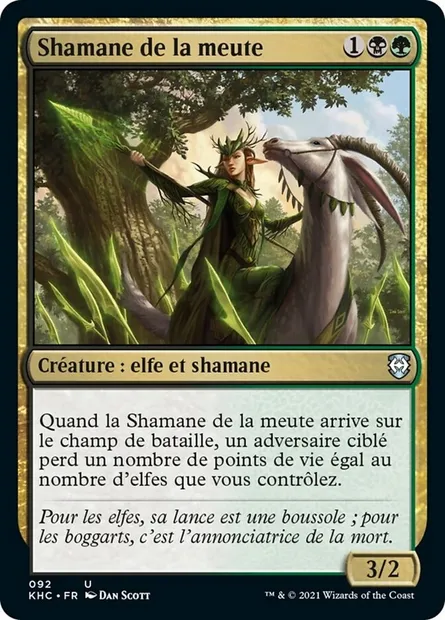 Shamane de la meute, carte Magic KHC 92 — extension Kaldheim Commander