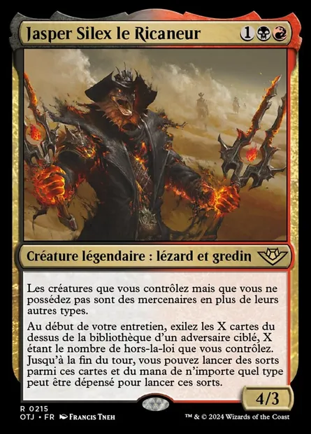 Jasper Silex le Ricaneur, carte Magic OTJ 215 — extension Outlaws of Thunder Junction