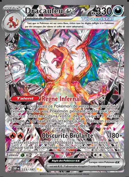 Dracaufeu-ex, carte Pokémon OBF 223 — extension Flammes Obsidiennes