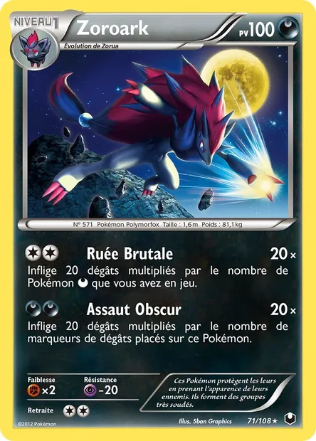 Zoroark, carte Pokémon DEX 71 — extension Explorateurs Obscurs