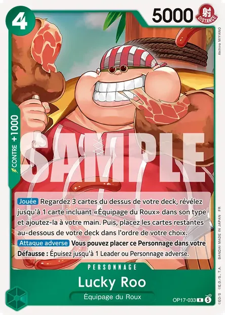 Lucky Roo, carte One Piece OP17-033 — extension LES GUERRIERS LES PLUS PUISSANTS AU MONDE