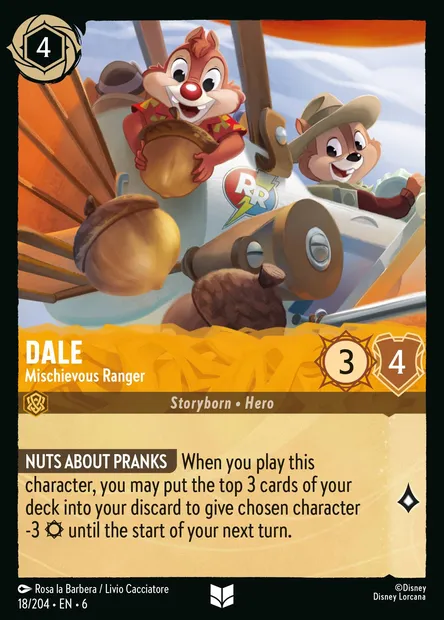 Dale - Mischievous Ranger, Disney Lorcana card CH6-018 — Azurite Sea set