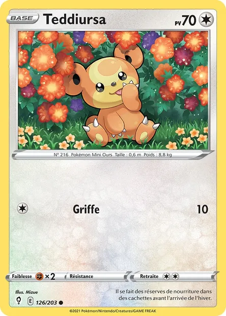 Teddiursa, carte Pokémon EVS 126 — extension Évolution Céleste