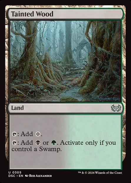 Tainted Wood, Magic card DSC 305 — Duskmourn: House of Horror Commander set