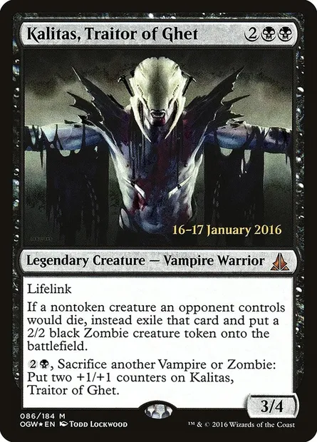 Kalitas, traître des Ghet, carte Magic POGW 86s — extension Oath of the Gatewatch Promos